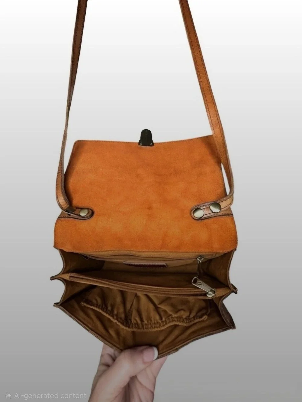 Patricia Nash Vintage Cognac Leather Crossbody Organizer Bag